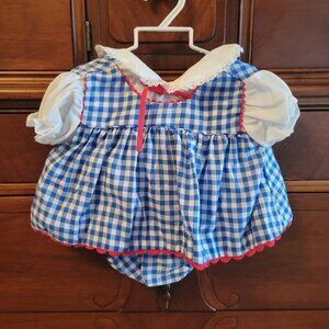 Vintage 70s Baby Outfit - Blue Gingham